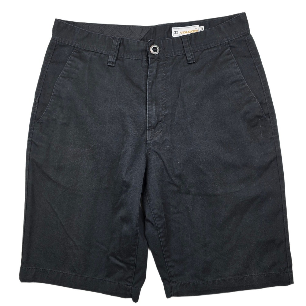 Volcom Chino Shorts Mens 32 Black Skate Frickin Modern Skater Cotton